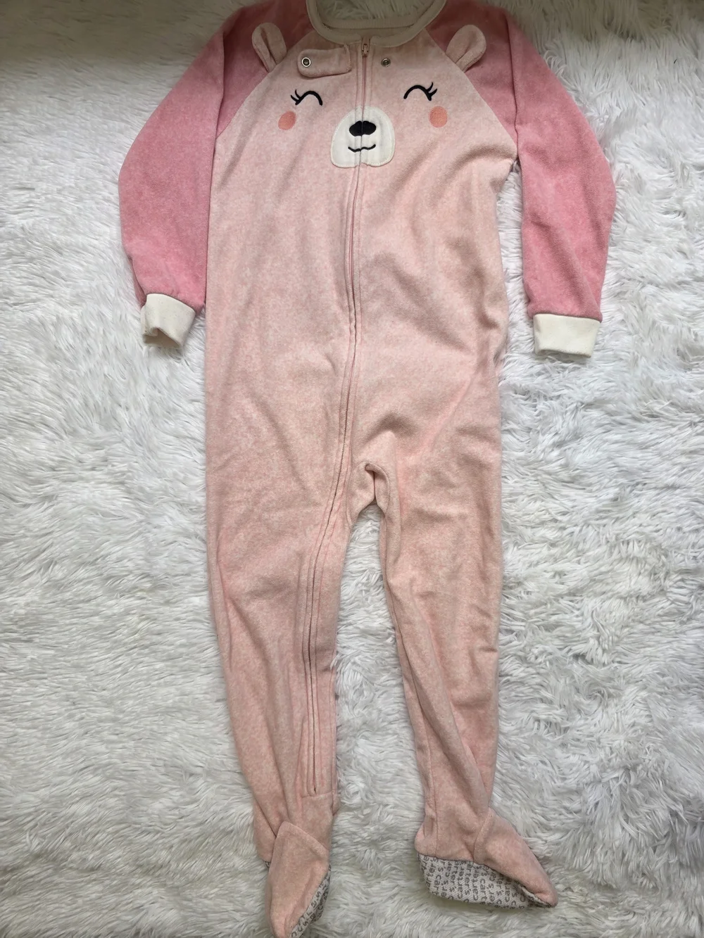 Carter's Pink Bear Footed Pajama One-Piece